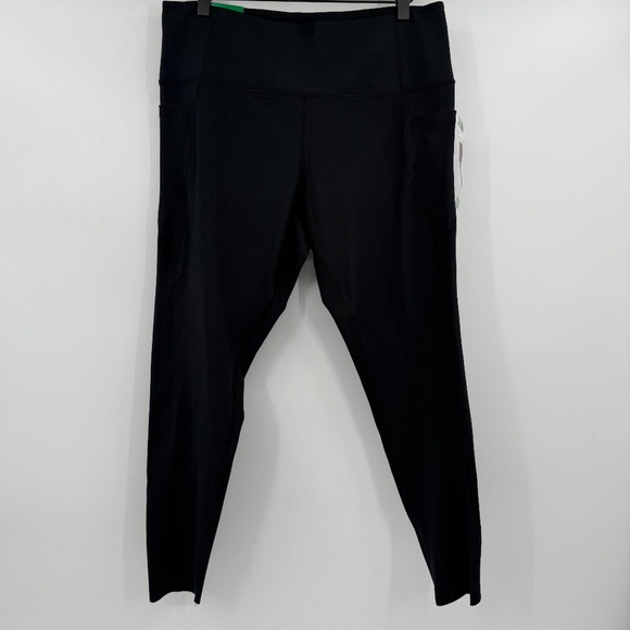 Danskin Leggings Women XL NEW Black High Rise Brushed Stretch Pockets Active - Picture 1 of 13